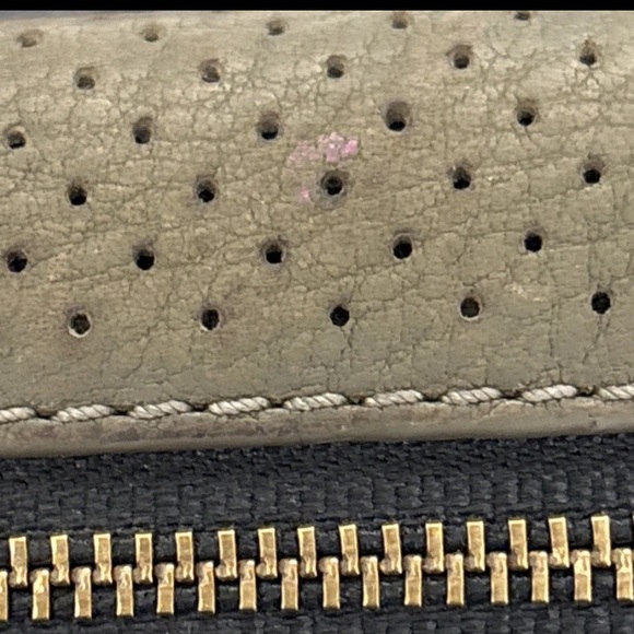 FOSSIL PRESTON PERFORATED PEBBLE LEATHER WRISTLET WALLET‎ OLIVE GREEN/BLACK 6”L - Picture 10 of 16